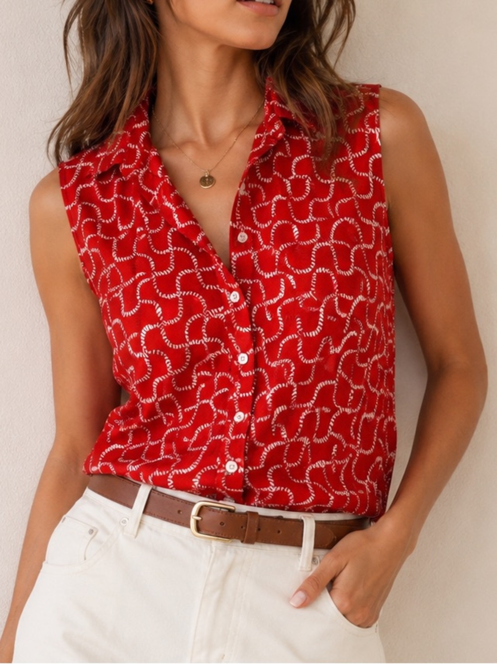 Lands’ End Sleeveless Shirt Size 12 - Picture 1 of 11